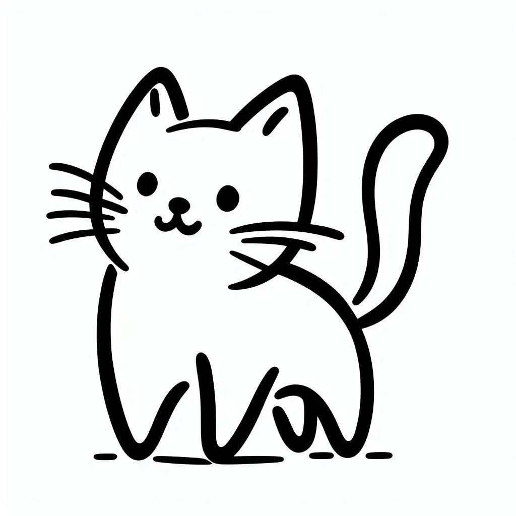 Whimsical hand-drawn cat doodle profile picture (PFP) with vibrant colors, expressive whiskers, and playful eyes – perfect for social media, gaming, or messaging apps.