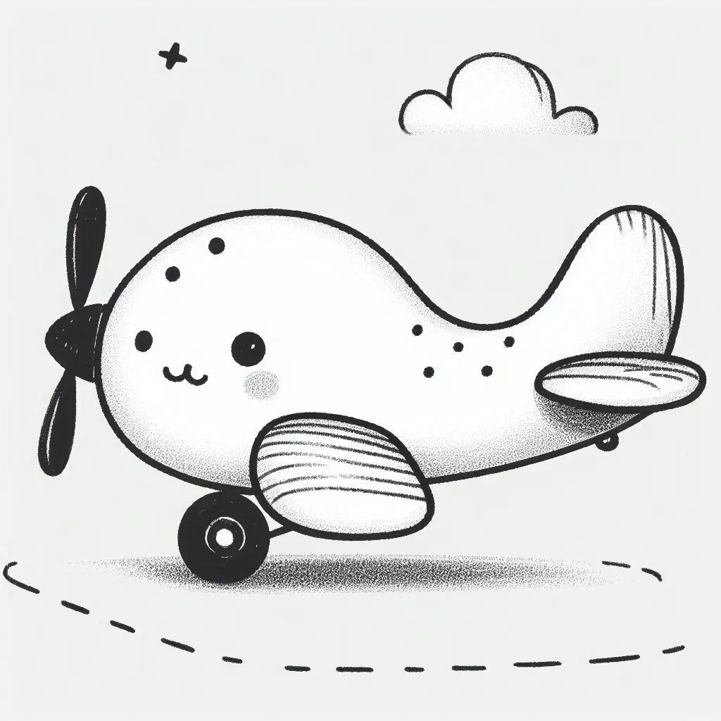 Easy cute aeroplane drawing for kids with facial expression 