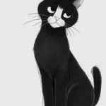 Minimalist black cat icon with sleek silhouette design, perfect for mobile apps, website buttons, or Halloween-themed branding